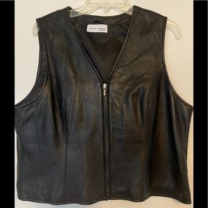 Lamb skin soft leather zip up vest